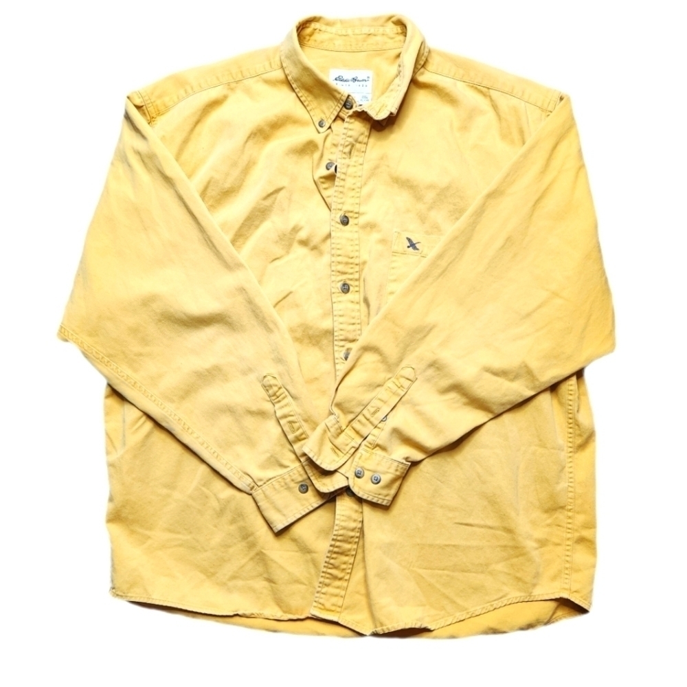 Eddie Bauer Mustard Yellow button dop Size XL
